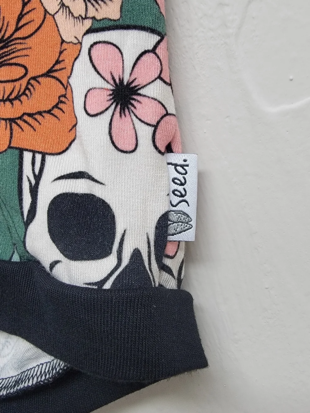 The Simple Seed Bamboo Kids Sweet Skully Short Romper Viscose Floral Skull 12/14
